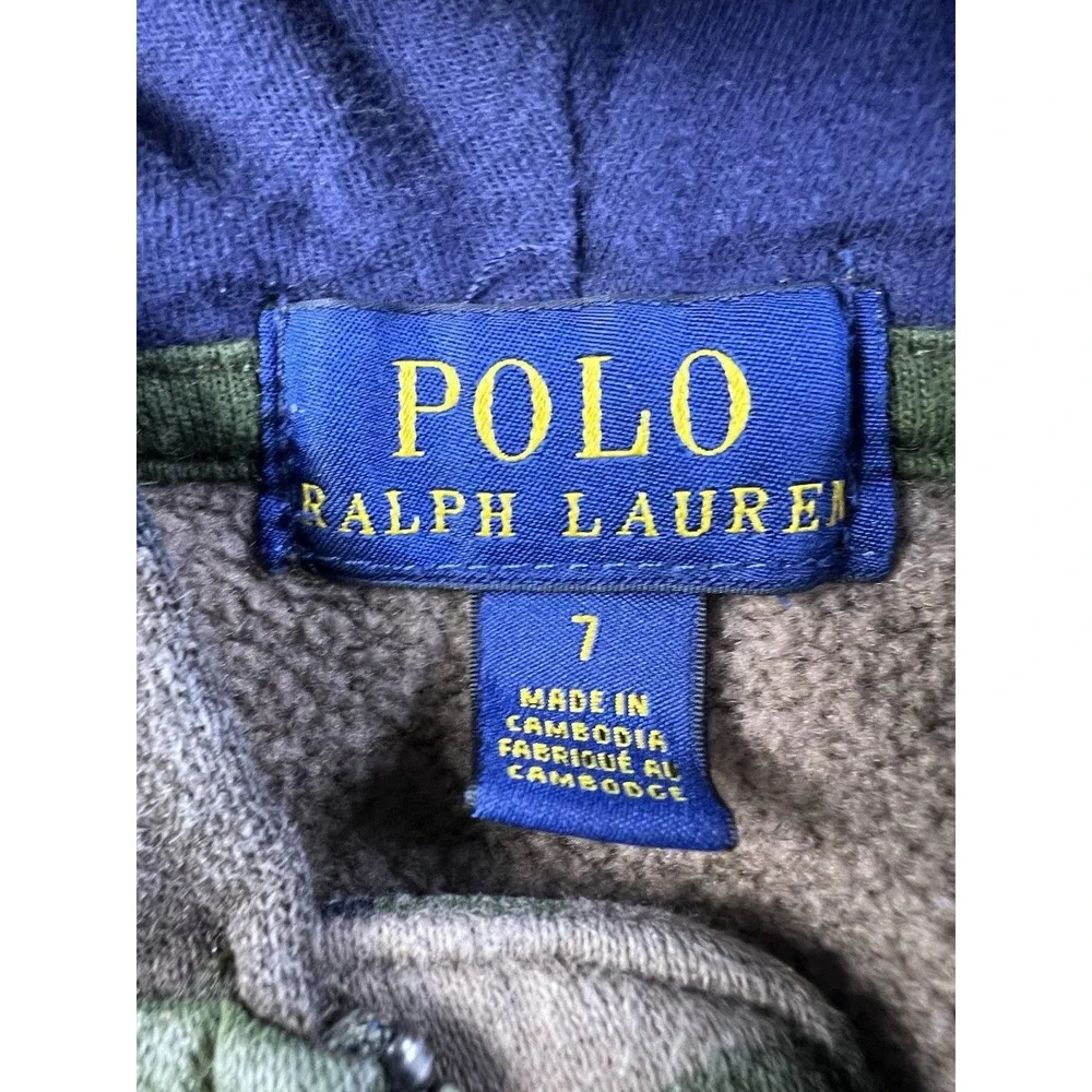Polo Ralph Lauren Jacket Youth 7 Boys Camouflage Full Zip Hooded Pockets Preppy